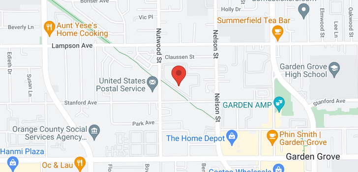 map of 10571 Lakeside Garden Grove, CA 92840